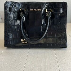 Michael Kors Dillon Large Black Croc-Embossed Women's Bag